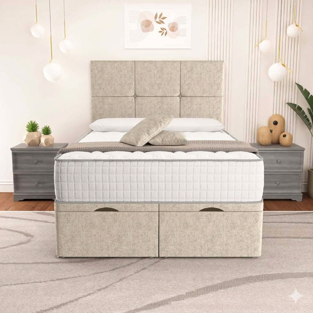 Lima Divan Bed - Cream Chenille