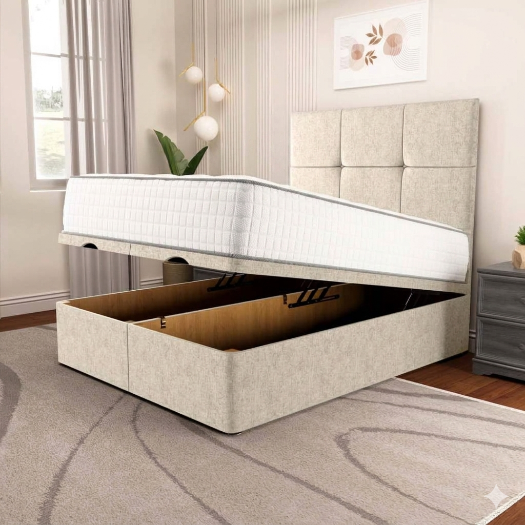 Lima Divan Bed - Cream Chenille