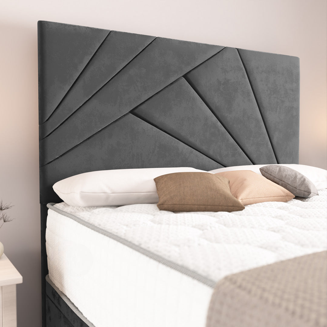 San Diego Ottoman Divan Bed - Steel Plush Velvet