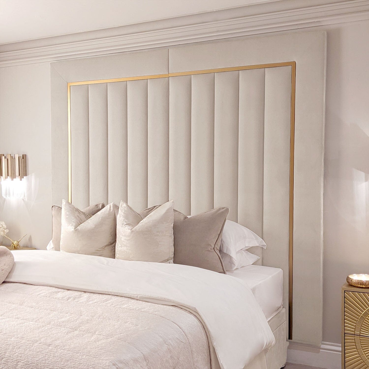 Milan Mink & Gold Channelled Luxury Headboard