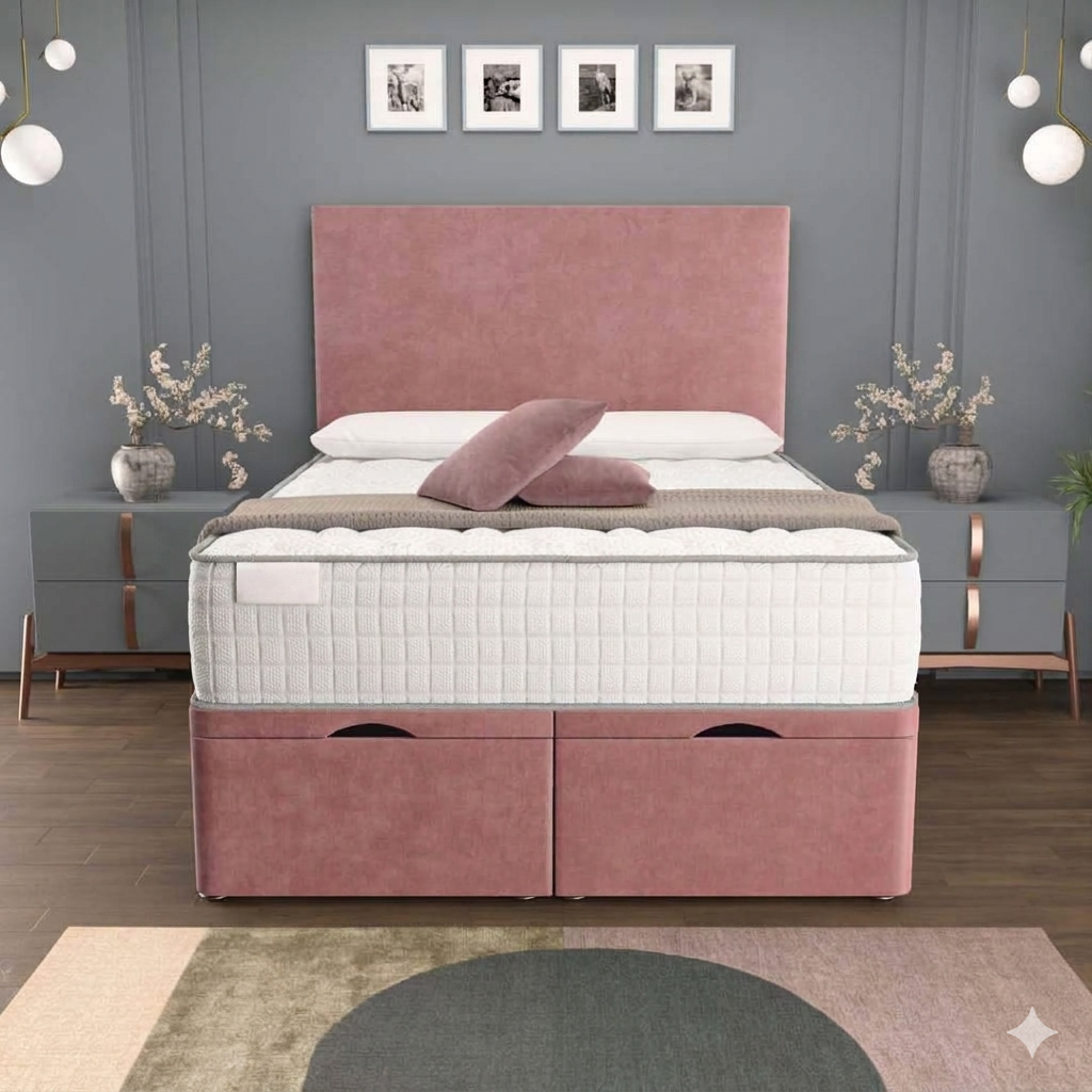 Dakar Divan Bed - Pink Plush Velvet