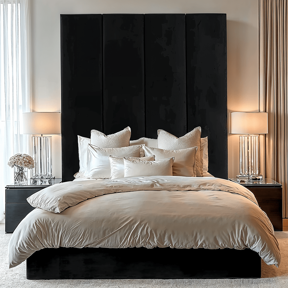 Noir Black Velvet Individual Wall Mounted Headboard Panel - 45cm