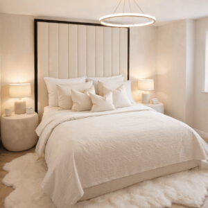 Valentina Praline & Black Channeled Headboard