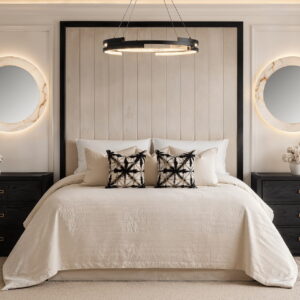 Valentina Praline & Black Channeled Headboard