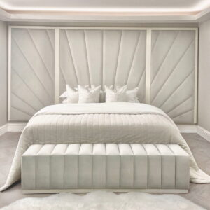 Sunburst Silver Oyster Luxury Wall Mounted Headboard with Wings