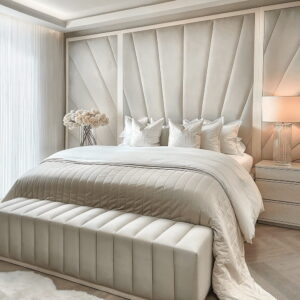 Sunburst Silver Oyster Luxury Wall Mounted Headboard with Wings