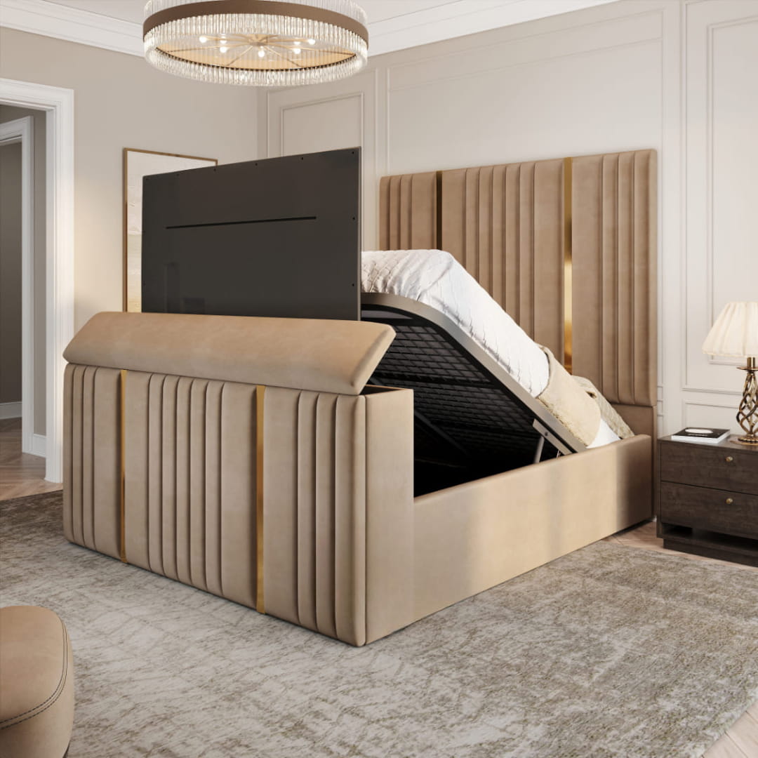 NeoDream TV Bed With Gold Trims