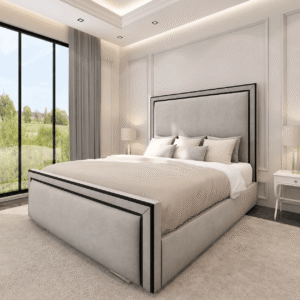 Ibiza Linear Upholstered Bed with Black Lining